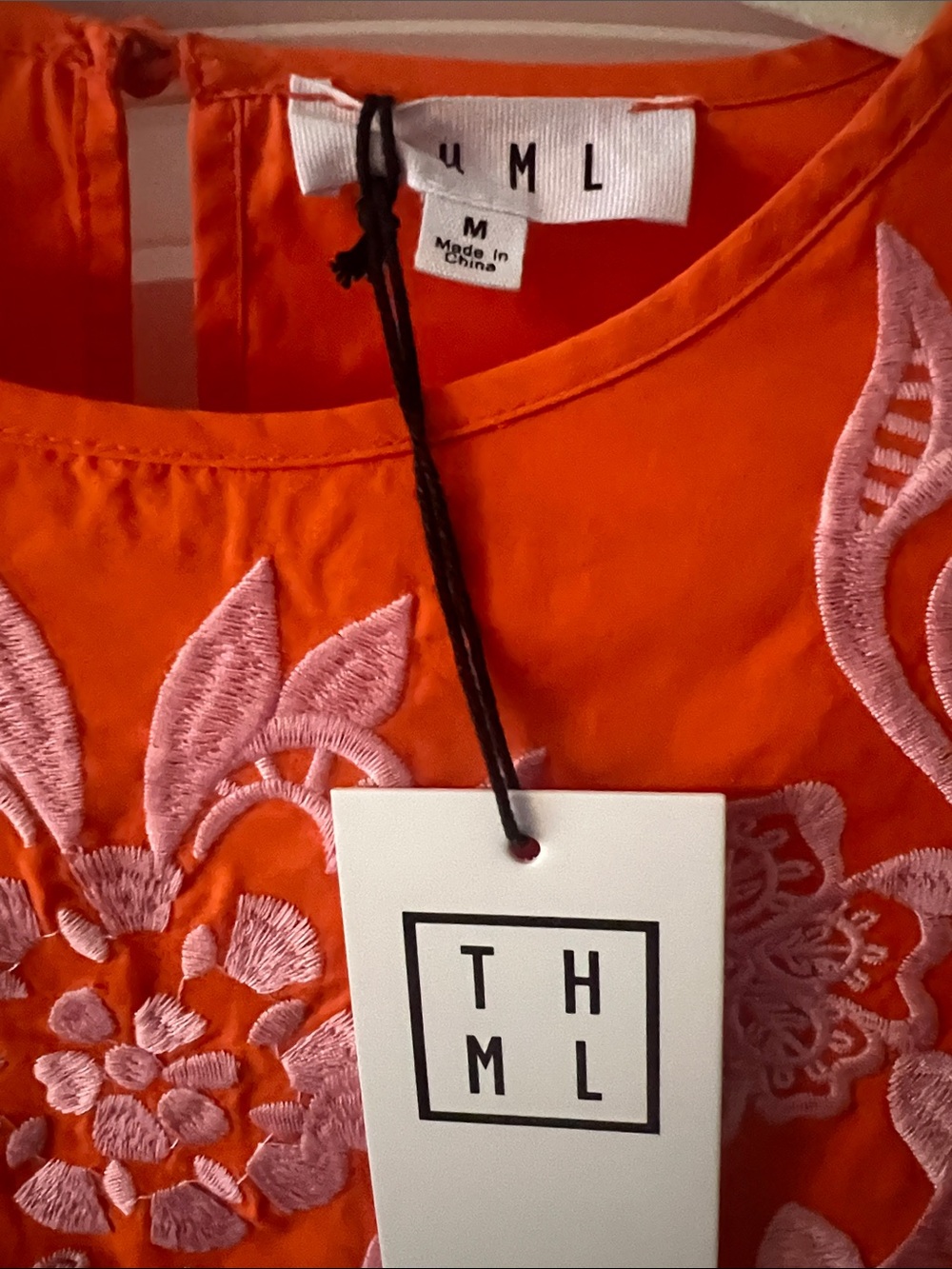 THML Orange Blouse with Pink Floral Embroidery - Picture 2 of 4
